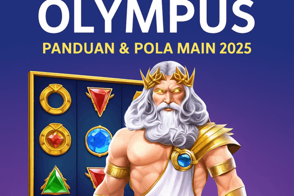 Ilustrasi Zeus dan gulungan slot untuk Gates of Olympus