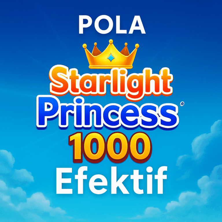 Pola Starlight Princess 1000 Efektif dengan latar langit biru dan logo mahkota emas