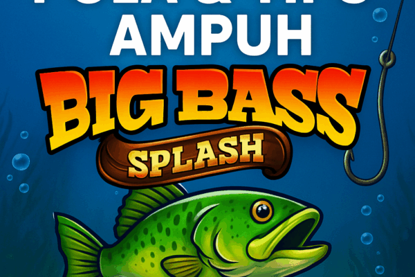 Banner Pola & Tips Ampuh Big Bass Splash PragmaticPlay dengan ilustrasi ikan besar di bawah laut dan logo bergaya slot.