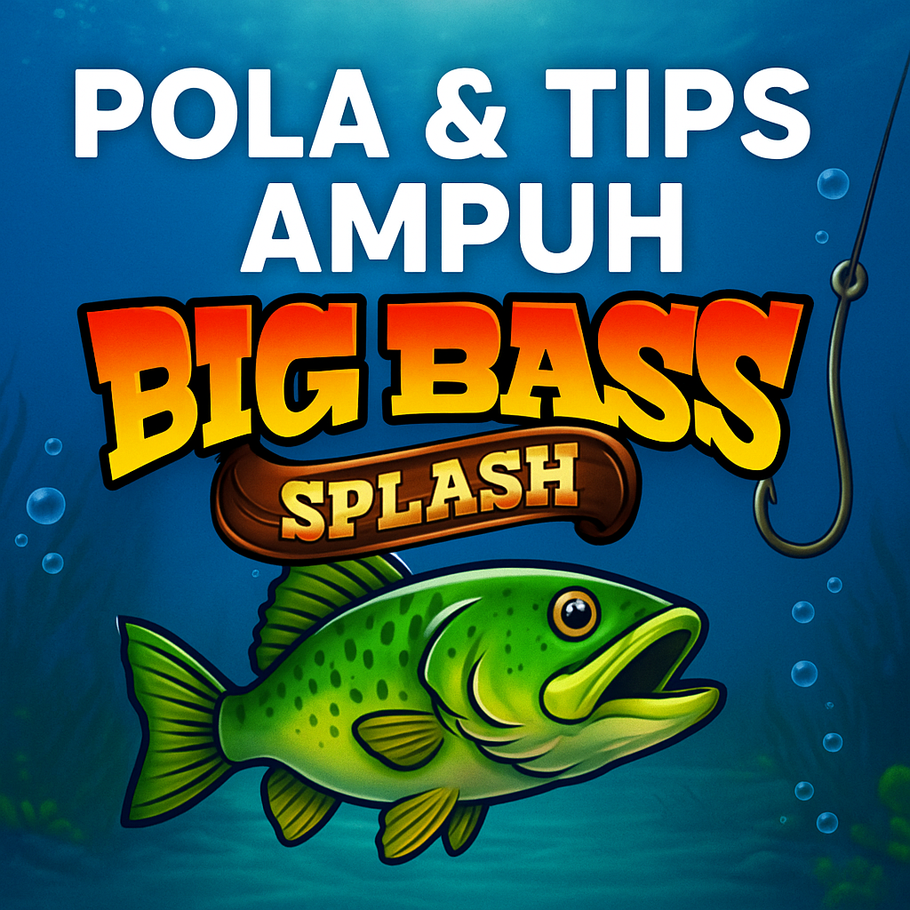 Banner Pola & Tips Ampuh Big Bass Splash PragmaticPlay dengan ilustrasi ikan besar di bawah laut dan logo bergaya slot.